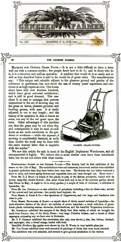 The Genesee Farmer - Published Rochester N.Y.   June 1852 - Budding's Mowers in the USA