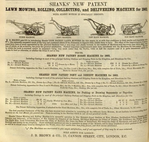 Greens Advertisement in The Gardeners Chronicle - 1st March 1862