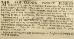 Samuelson & Co. advertisement in The Agricultural Gazette - 14th May 1853