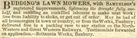 Samuelson & Co. advertisement in The Gardeners Chronicle - 8th April 1854
