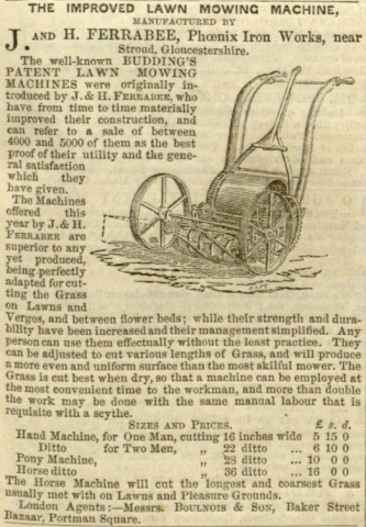 James & Henry Ferrabee advertisement in The Gardeners Chronicle - 8th April 1854