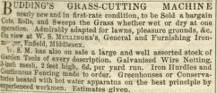 1855-07-14   Second hand Budding's Mower for sale - 14th July 1855
