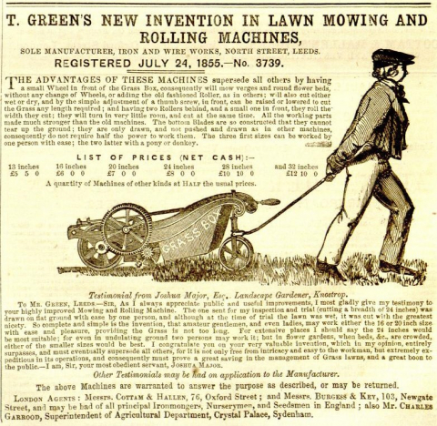 T. Greens advertisement - 21st June 1856