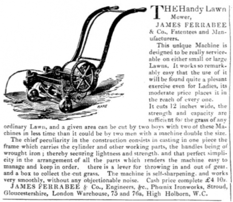 1857-61 style  James Ferrabee & Co.  12"    "Handy Mower"