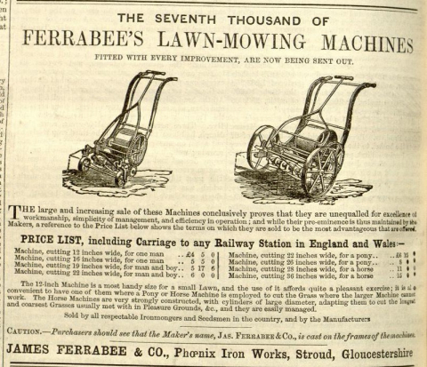 James Ferrabee advertisement - 24th April 1858