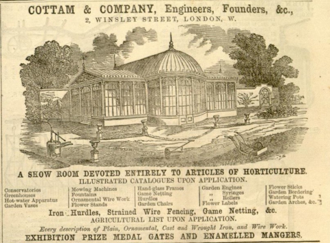 Cottam & Hallen (retailer) advertisement - 20th November 1858