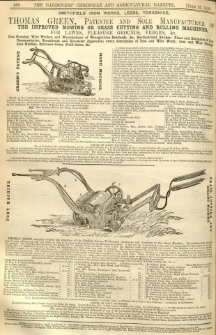 Greens advertisement - 12th June 1858