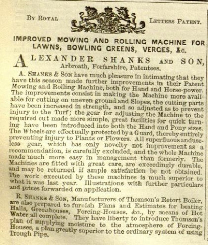 Shanks advertisement - 1st May 1858