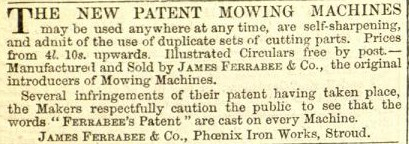 1859-4-30    Ferrabee's advertisement  in the Gardeners Chronicle - 30th April 1859