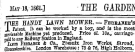 1861-05-18   James Ferrabee & Co.  advertisement - 18th May 1861