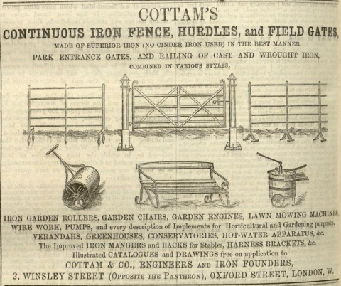 ottam & Hallen's (retailer) advertisement in The Gardeners Chronicle - 26th April 1862