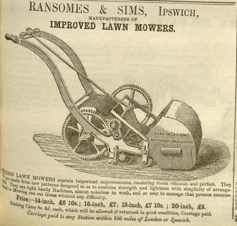 Ransomes & Sims  Advertisement in The Gardeners Chronicle - 29th March 1862