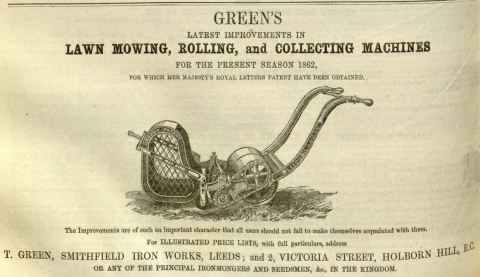Greens advertisement in The Gardeners Chronicle - 19th April 1862