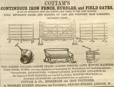  Cottam & Hallen advertisement in The Gardeners Chronicle -  31st May 1862