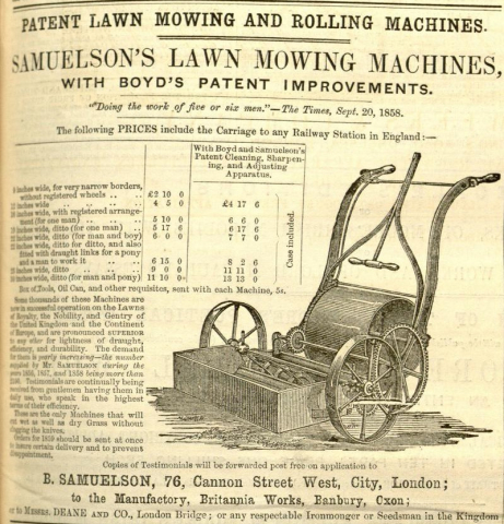 1859-3-12  Samuelson's advertisement in the Gardeners Chronicle - 12th March 1859