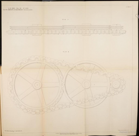  Thomas Green & Willoughby Green - Patent No. 3263 - Chains For Chain Wheels Etc.   31st December 1861 - Sealed 3rd June 1862 - PAGE 5 - DRAWING
