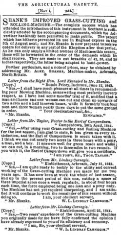 1844-0504  Shanks Advertisement - with testimonials 4th May 1844