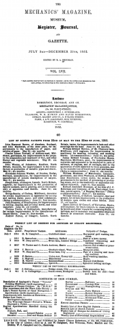 Samuelson & Co.   Registered Design No. 3315  -2nd July 1852  "Part of a Lawnmower" a 