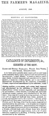1853 - Royal Agricultural Society of England Gloucester meet -  James and Henry Ferrabee -  1853