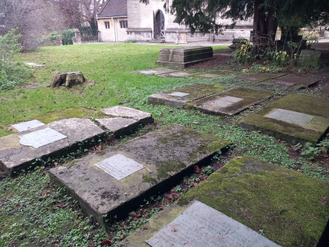 The graveyard at St. Laurence's Church,  Stroud, Gloucestershire.