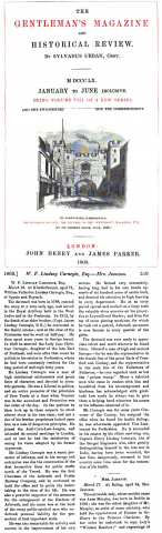 1860-03-13  Obituary of W.F. Linday-Carnegie   in The Gentleman Magazine 1860