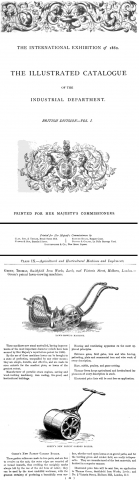 1862-11-01  Thomas Greens of Leeds exhibiting at the International Exhibition in London 1862