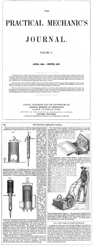1852-53 The Practical Mechanics Journal - Samuelson & Co.'s "Budding  Improved"