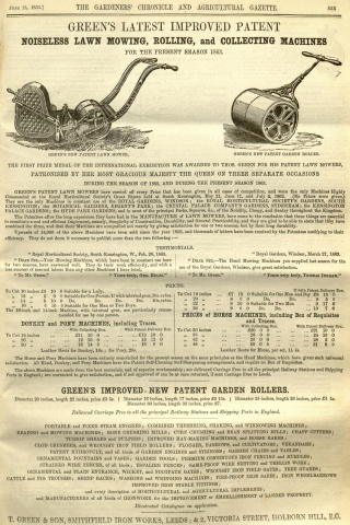 1863-06-13  Greens advertisement - 13th June 1863