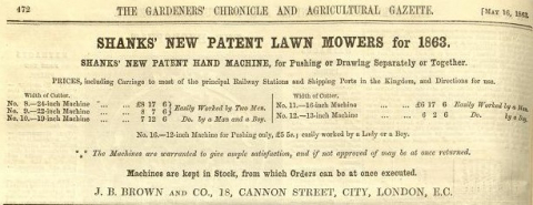 1863-05-16 Shanks advertisement - 16th May 1863