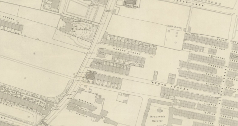 1847 Map of Leeds showing North Street - Future site of  The Smithfield Ironworks.