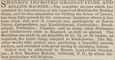 1846-5-16    Shanks Advertisement in the Gardeners Chronicle   6th May 1846