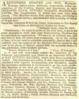 Shanks Advertisement in Gardeners Chronicle