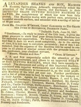 Shanks Advertisement in Gardeners Chronicle