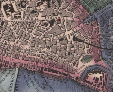 Stanfords 1860 Map of London showing Leadenhall Street