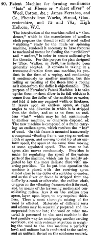 1861-03-29 Journal of the Society of Arts - Ferrabee Fleece Bats Listing