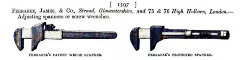 1862 International Exhibition - James Ferrabee Listing - Wrenches