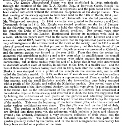 The London Horticultural Society  at Chiswick.