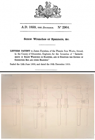 1860-06-19  English Patent - James Ferrabee improved Screw Wrenches