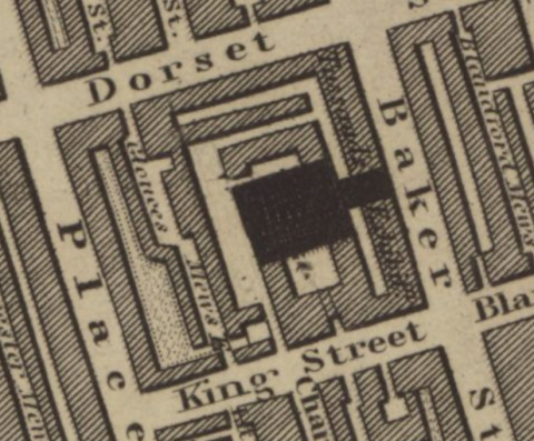 1861- Map of London showing The Baker Street Bazaar