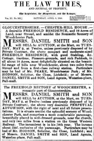 Sale of Chester Hill House, Woodchester