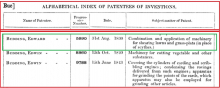 Buddings 1830 Patent  No. 5990 listed in a later document, noting two of his other patents
