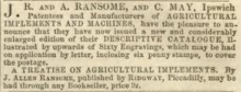 1848-3-15    J.R. & A. Ransome  & C. May   Advertisement in The Gardeners Chronicle - 15th of March 1848