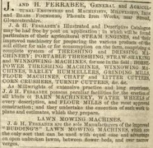   Ferrabee advertisement in The Gardeners Chronicle - 19th March  1853
