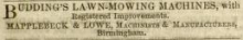 Mapplewick & Lowe (retailer)  advertisement in The Gardeners Chronicle - 22nd April 1854