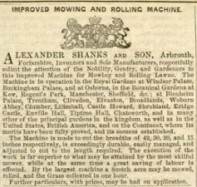  Shanks advertisement in The Gardeners Chronicle - 20th May 1854