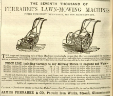 James Ferrabee advertisement - 17th April  1858
