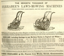 James Ferrabee advertisement - 1st  May 1858