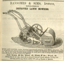 Ransomes & Sims advertisement in The Gardeners Chronicle - 10th May 1862