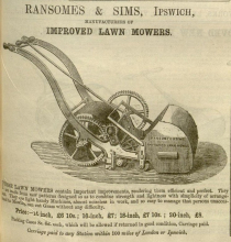 Ransomes & Sims advertisement in The Gardeners Chronicle - 12th April 1862