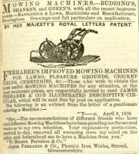 1859-4-9   Ferrabee's advertisement in the Gardeners Chronicle  - 9th of April 1859
